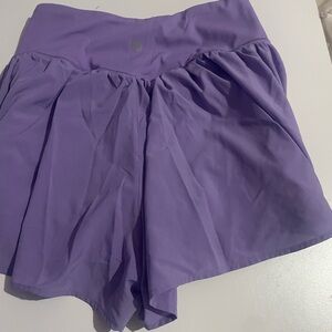 Flowy Purple Skorts with Ruffled Waistband